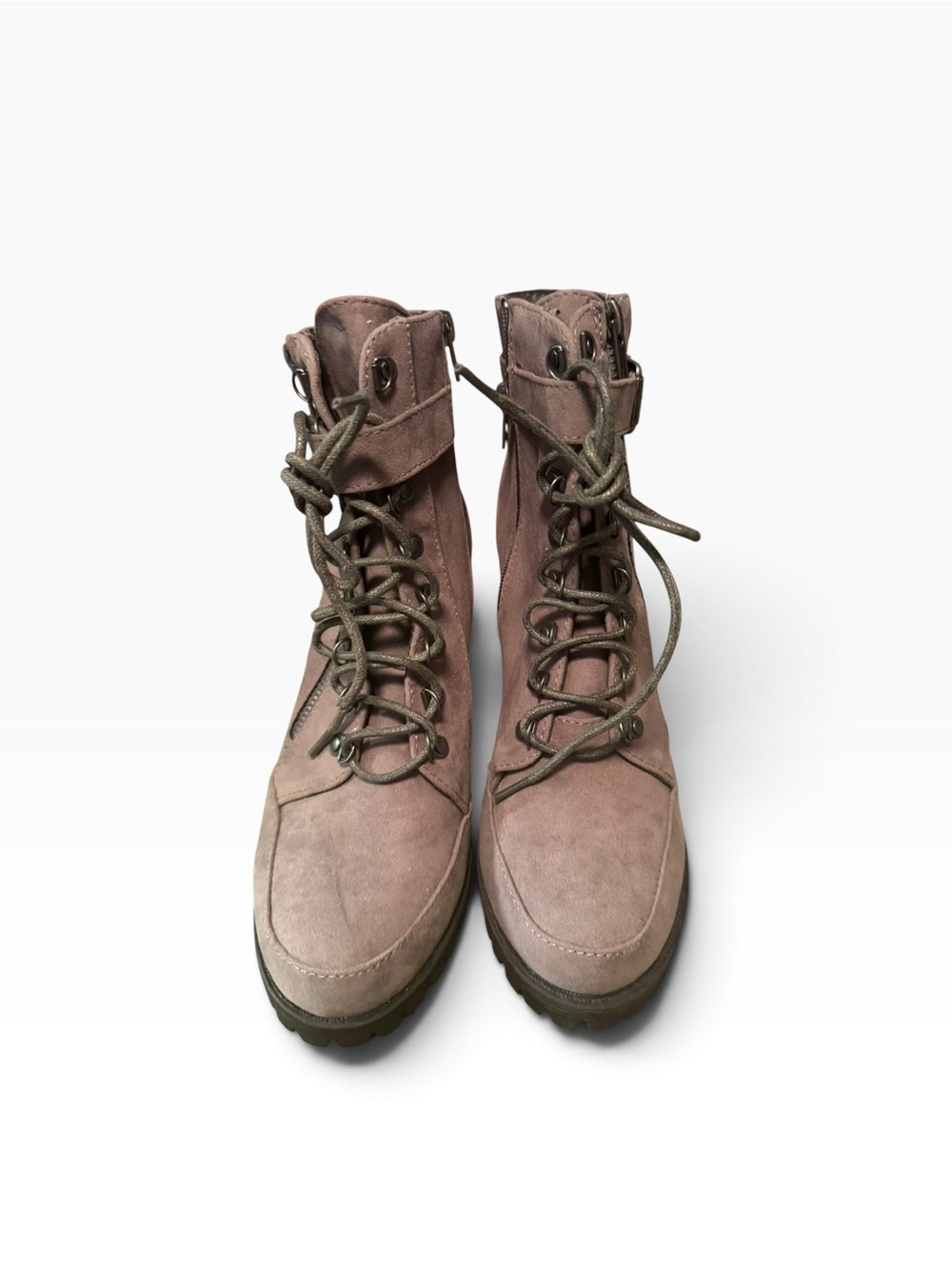 JustFab Women's Dusty Taupe Lace-Up Combat Boots